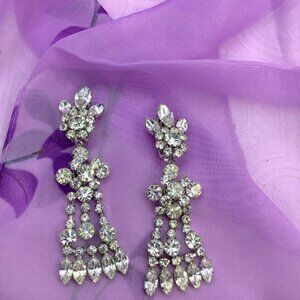 Vintage Long Rhinestone Clip earrings